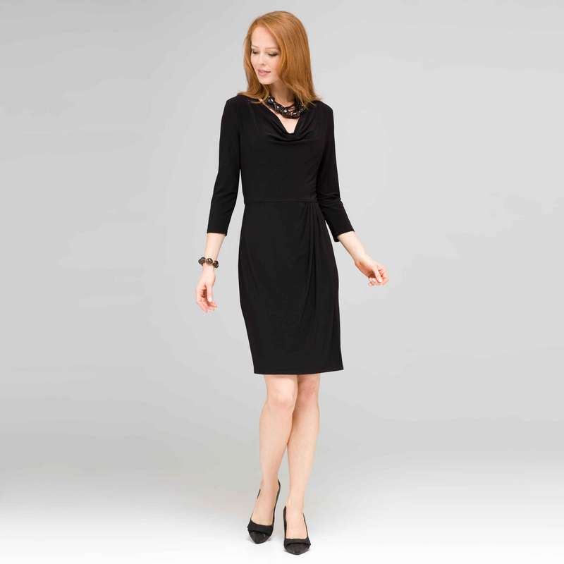 カウルドレープサロンドレス, ブラック, large image number 0