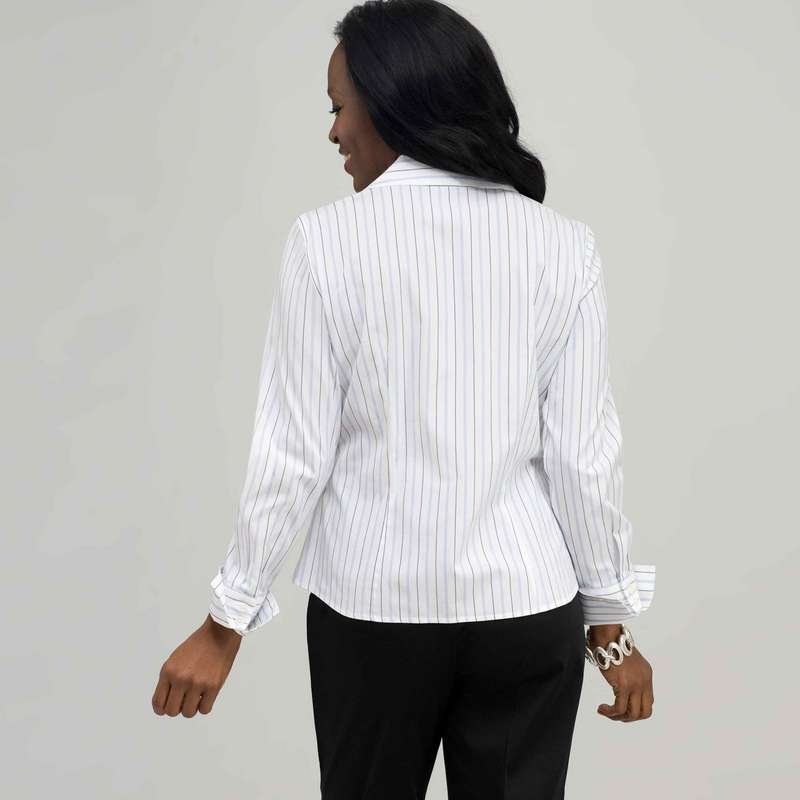 プラチナブルーストライプのイージーケアフィットシャツ, ホワイト, large image number 1